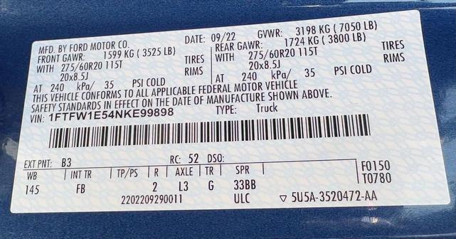 Photo of 2022 Atlas Blue Metallic Ford F-150