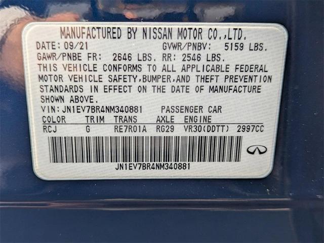Photo of 2022 Grand Blue INFINITI Q50
