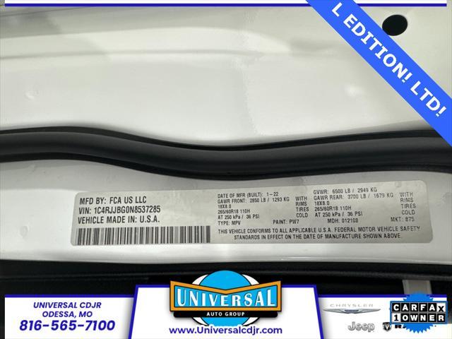 Photo of 2022 Bright White Clearcoat Jeep Grand Cherokee L