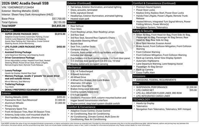 Photo of 2026 Sterling Metallic GMC Acadia