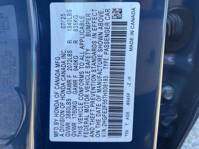 Photo of 2026 Blue Lagoon Pearl Honda Civic