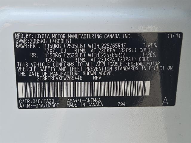 Photo of 2015 Super White Toyota RAV4