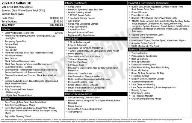 Photo of 2024 Clear White / Black Roof Kia Seltos