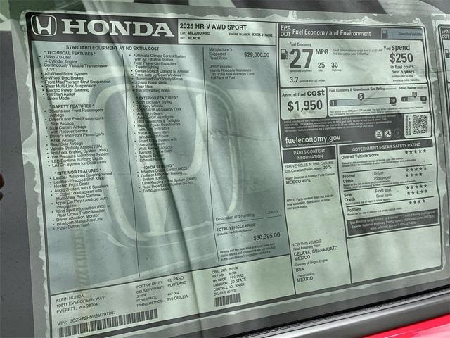Photo of 2025 Milano Red Honda HR-V