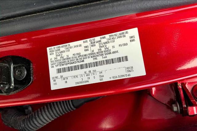 Photo of 2022 Rapid Red Metallic Tinted Clearcoat Ford F-150