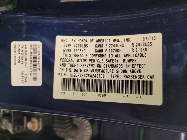 Photo of 2015 Obsidian Blue Pearl Honda Accord