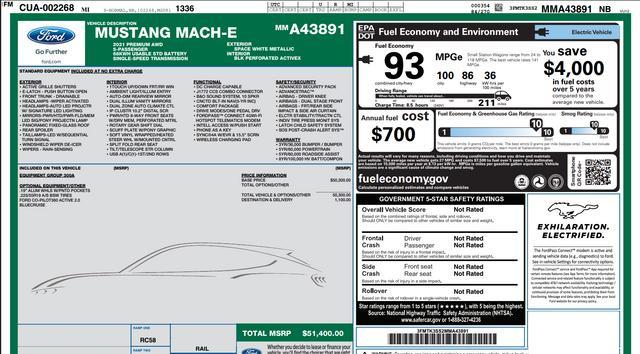 Photo of 2021 Star White Metallic Tri-Coat Ford Mustang Mach-E