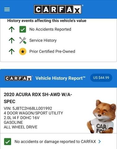 Photo of 2020 Platinum White Pearl Acura RDX