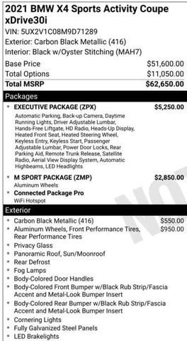Photo of 2021 Carbon Black Metallic BMW X4