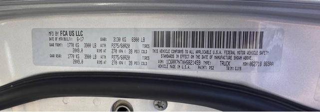 Photo of 2017 Bright Silver Metallic Clearcoat RAM 1500