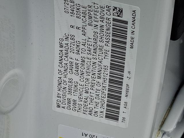 Photo of 2026 Platinum White Pearl Honda Civic