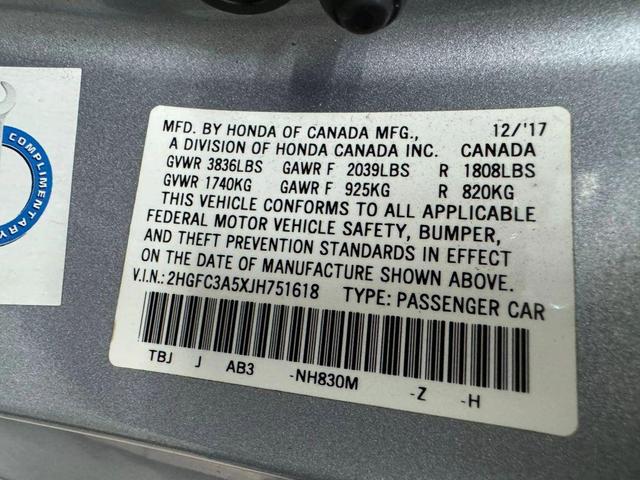 Photo of 2018 Lunar Silver Metallic Honda Civic