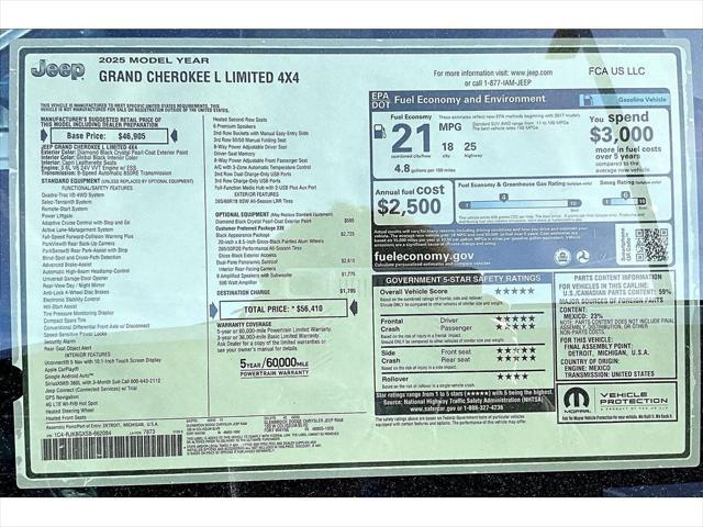 Photo of 2025 Diamond Black Crystal Pearlcoat Jeep Grand Cherokee L