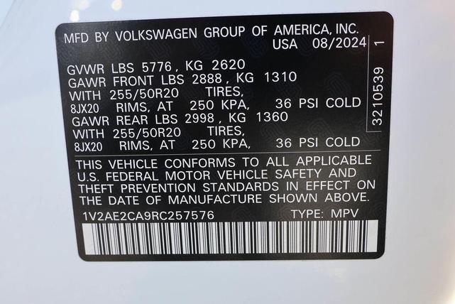 Photo of 2024 Opal White Pearl Effect Volkswagen Atlas Cross Sport