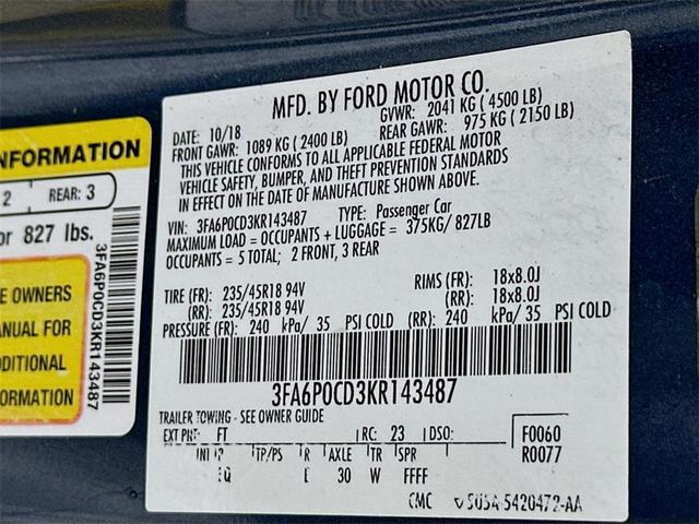 Photo of 2019 Blue Metallic Ford Fusion