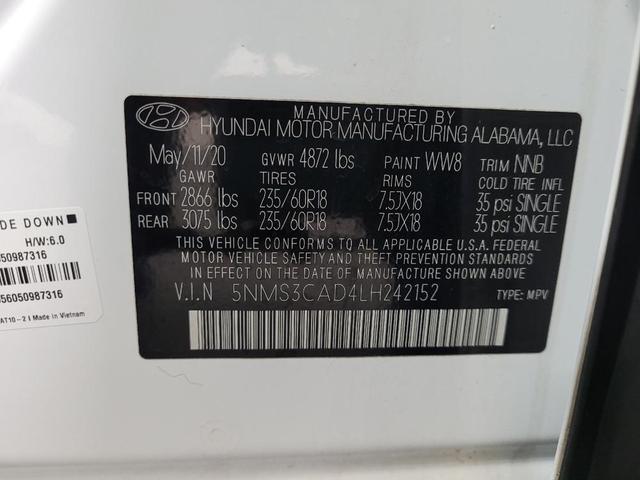 Photo of 2020 Quartz White Hyundai SANTA FE
