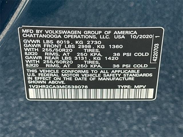 Photo of 2021 Tourmaline Blue Metallic Volkswagen Atlas