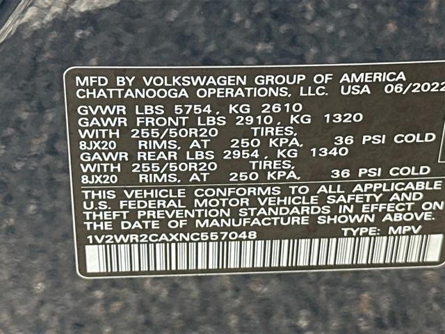 Photo of 2022 Tourmaline Blue Metallic Volkswagen Atlas