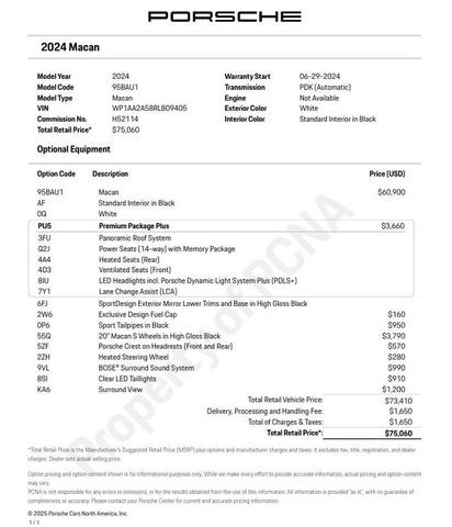 Photo of 2024 White Porsche Macan