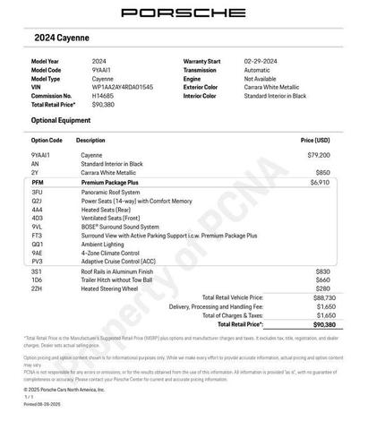 Photo of 2024 Carrara White Metallic Porsche Cayenne