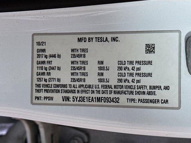 Photo of 2021 Pearl White Multi-Coat Tesla Model 3
