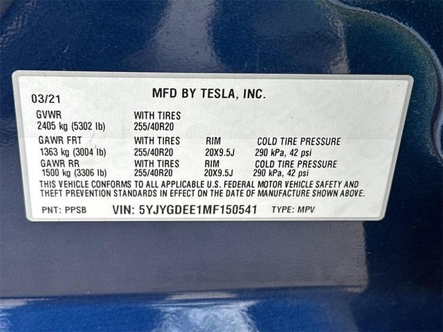 Photo of 2021 Blue Tesla Model Y