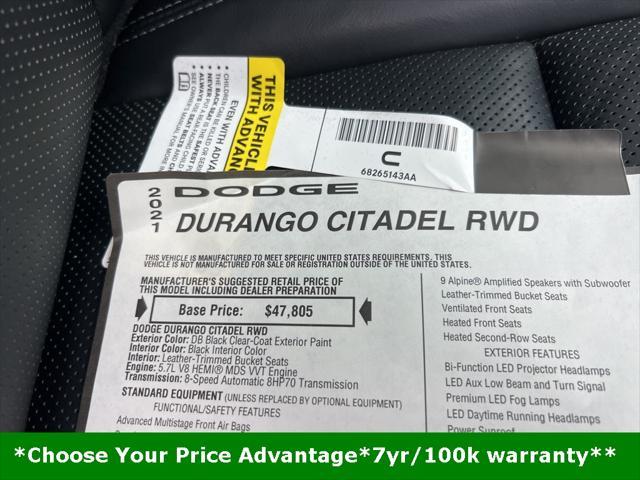 Photo of 2021 DB Black Crystal Clearcoat Dodge Durango