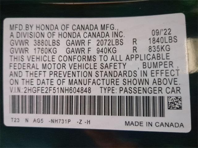 Photo of 2022 Crystal Black Pearl Honda Civic