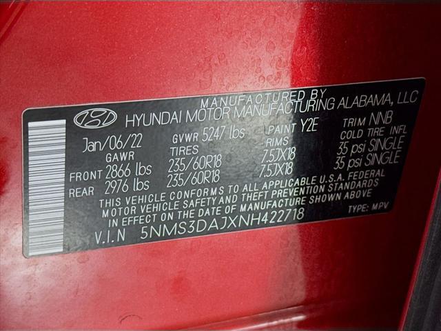 Photo of 2022 Calypso Red Hyundai SANTA FE