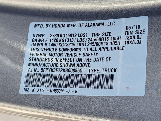 Photo of 2019 Lunar Silver Metallic Honda Ridgeline