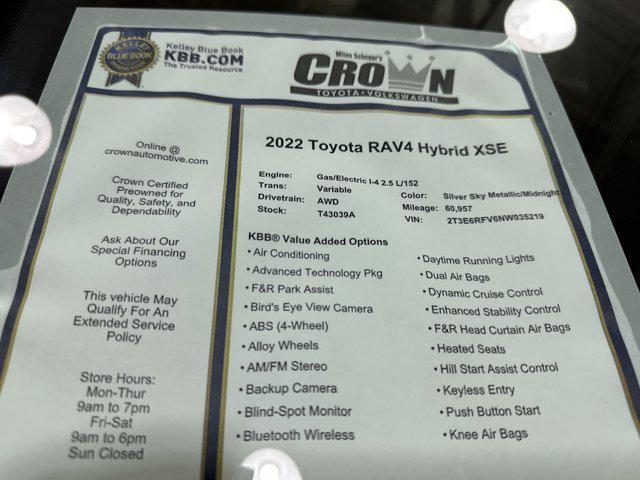 Photo of 2022 Silver Sky Metallic/Midnight Black Metallic Toyota RAV4 Hybrid