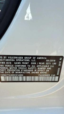 Photo of 2017 Pure White Volkswagen Passat