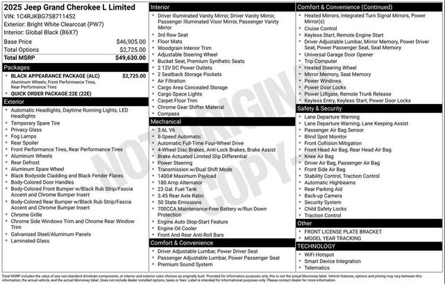 Photo of 2025 Bright White Clearcoat Jeep Grand Cherokee L