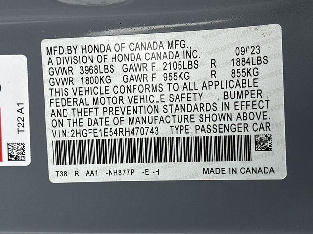 Photo of 2024 Sonic Gray Pearl Honda Civic Si