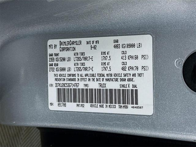Photo of 2003 Bright Silver Metallic Clearcoat Dodge Ram 2500