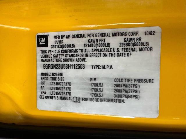 Photo of 2003 Yellow Hummer H2