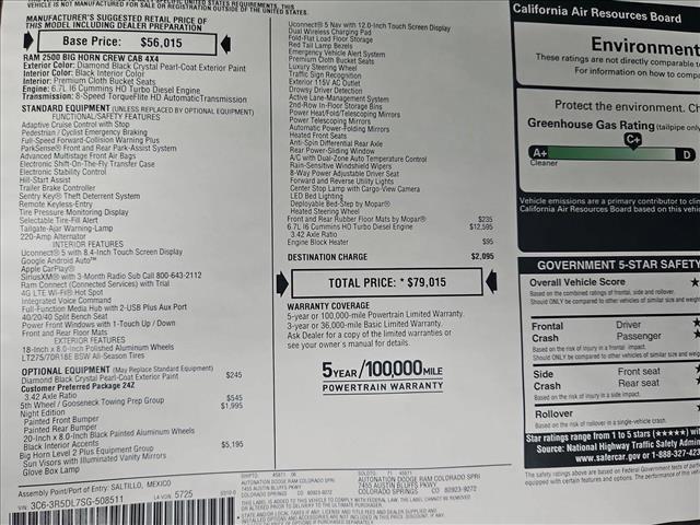 Photo of 2025 Diamond Black Crystal Pearlcoat RAM 2500
