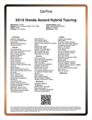 Photo of 2019 Platinum White Pearl Honda Accord Hybrid