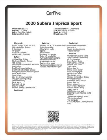 Photo of 2020 Dark Blue Metallic Subaru Impreza