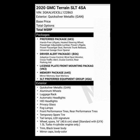 Photo of 2020 Quicksilver Metallic GMC Terrain