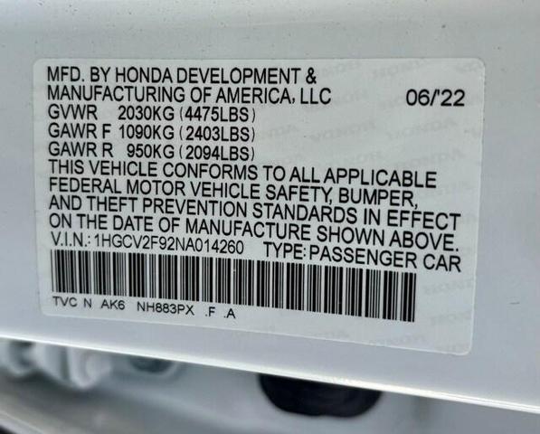 Photo of 2022 Platinum White Pearl Honda Accord