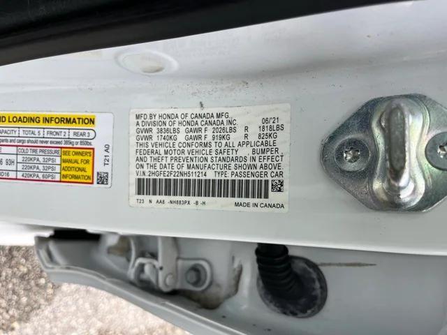 Photo of 2022 Platinum White Pearl Honda Civic