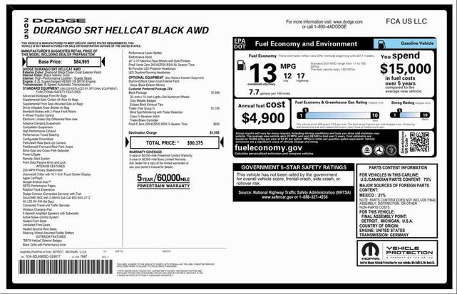 Photo of 2025 DB Black Clearcoat Dodge Durango