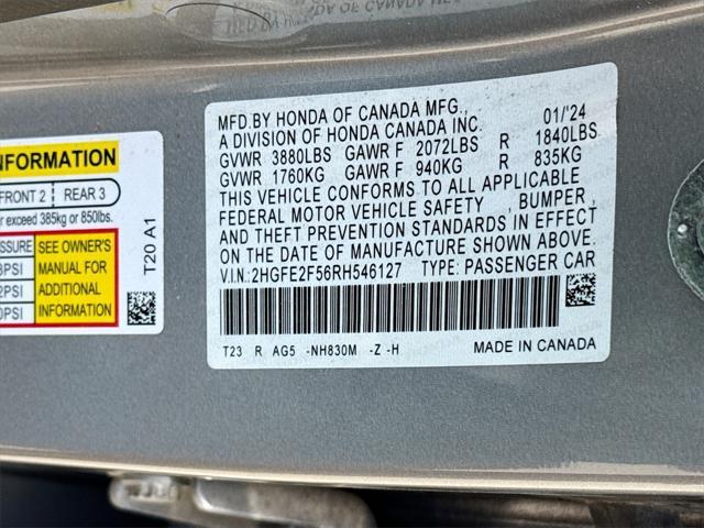 Photo of 2024 Lunar Silver Metallic Honda Civic