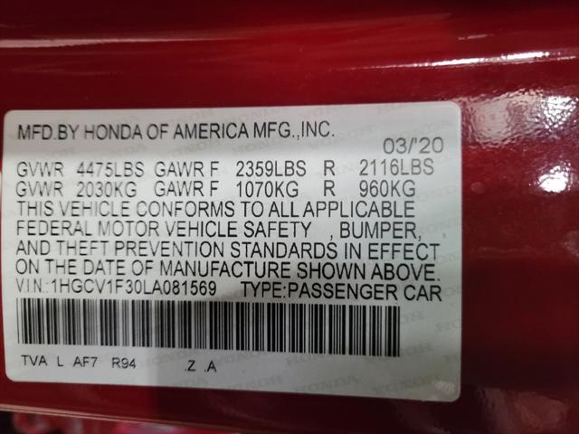 Photo of 2020 San Marino Red Honda Accord