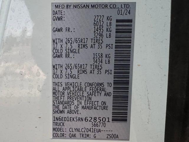Photo of 2024 Glacier White Nissan Frontier