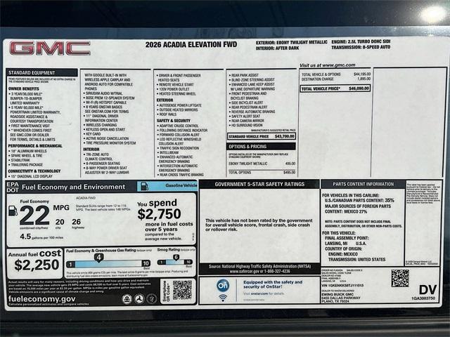 Photo of 2026 Ebony Twilight Metallic GMC Acadia