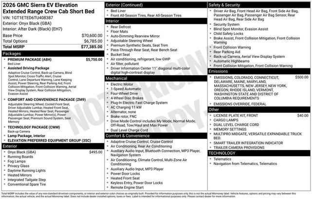 Photo of 2026 Onyx Black GMC Sierra EV