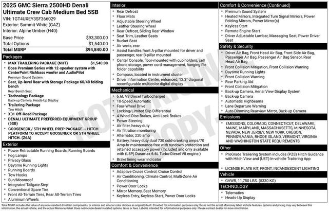 Photo of 2025 Summit White GMC Sierra 2500