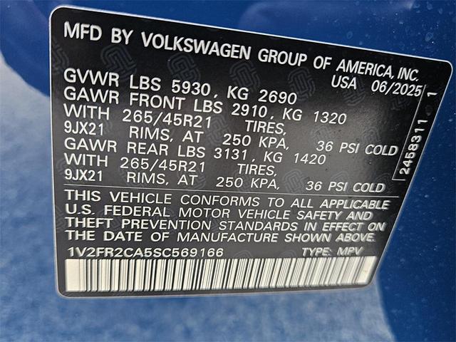 Photo of 2025 Mountain Lake Blue Metallic Volkswagen Atlas